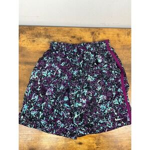Nike Dri-FIT Running Shorts Purple Aqua Abstract Print Teen's Size L Thailand